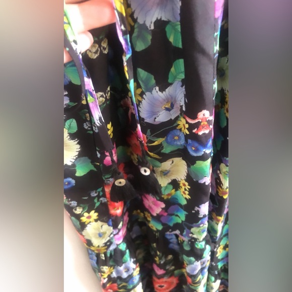 Johnny Was Ella Natania Silk Tiered Floral Tassel Midi Dress XL - Picture 7 of 11